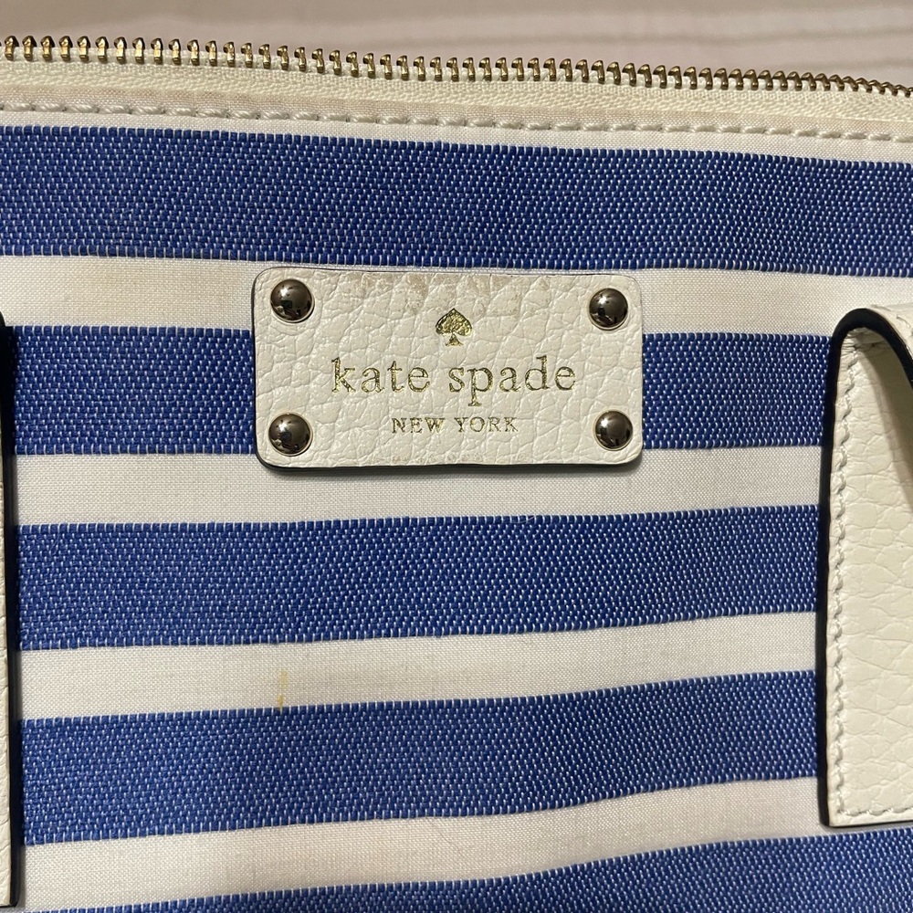 Kate Spade Blue and White Striped Satchel